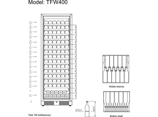 Display vinskap TFW400-F 1 temperatursone