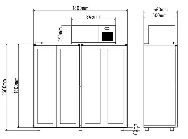 Keg cooler 1800 Cooling unit on top or side 