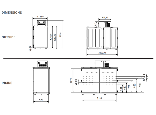 Keg cooler 1800 Cooling unit on top or side 